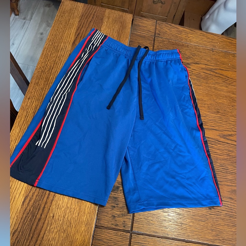 Pro Player Blue Athletic Shorts with Black & Red Accents
